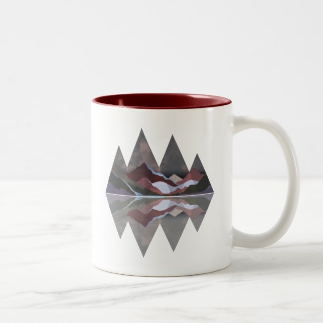 Taza Bicolor Escena de montaña geométrica (Derecha)