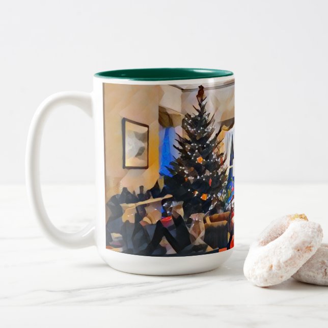 Taza Bicolor Escena de navidades Mug (Con donut)