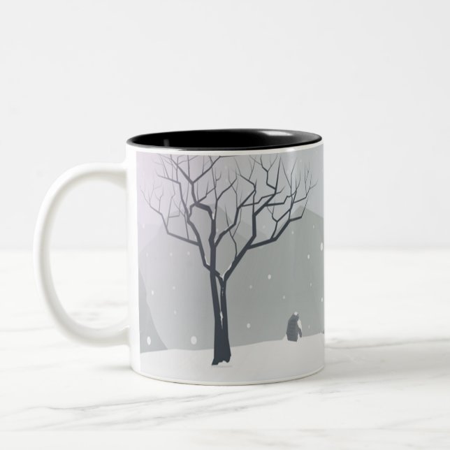 Taza Bicolor Escena del invierno gris (Izquierda)