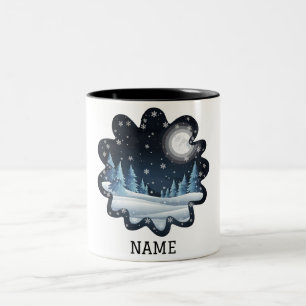 Taza Bicolor Escena personalizada de noche de invierno