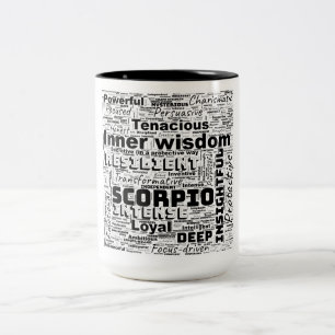 Taza Bicolor Escorpio Inspiración en la nube de palabras zodiac