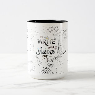 Taza Bicolor ¡Escribe tus entrañas! Lema motivacional de escrit