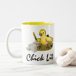 Taza Bicolor Escritor de luces de ladrillo con papel y plumas