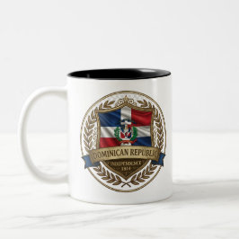 Taza Bicolor Escudo de la herencia dominicana | Orgullo del Car