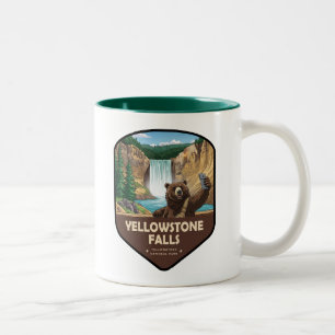 Taza Bicolor Escudo de oso para selfie en las cataratas de Yell