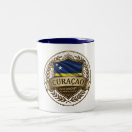 Taza Bicolor Escudo de Patrimonio de Curaçao | Orgullo del Cari