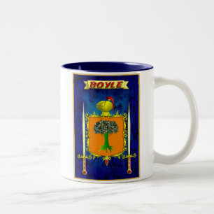 TAZA BICOLOR ESCUDO HERÁLDICO Y ESCUDO DE LA FAMILIA IRLANDESA