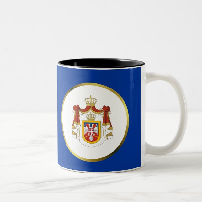 Taza Bicolor Escudo serbio real Mug (Derecha)