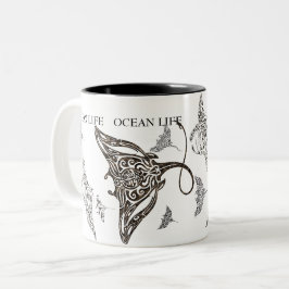 Taza Bicolor Escuela de la VIDA del OCÉANO del manta-rayo