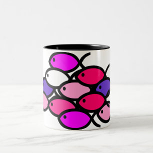 Taza Bicolor Escuela de los símbolos cristianos de los pescado