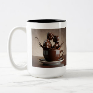 Taza Bicolor Escultura de los amantes del chocolate romántico e