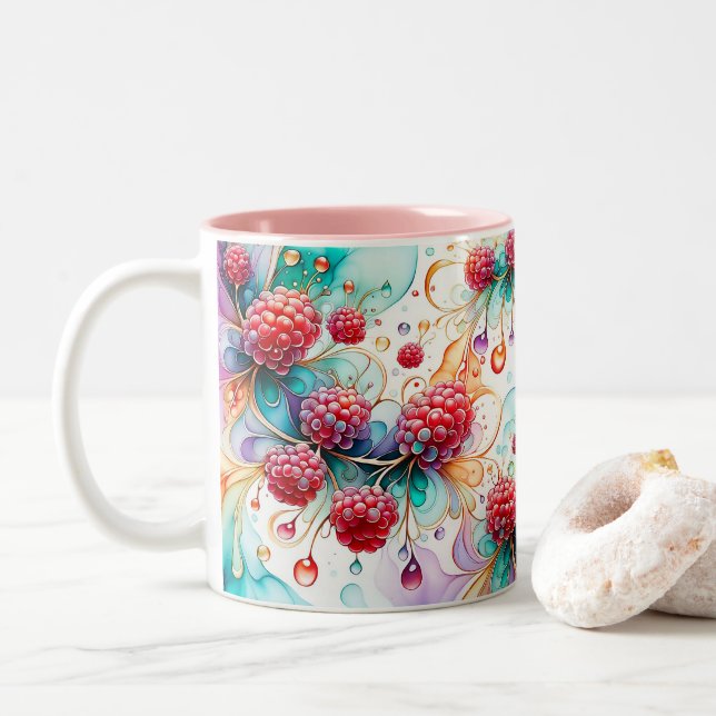 Taza Bicolor Esencia de frambuesa (Con donut)
