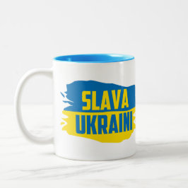 Taza Bicolor Eslava Ukraini, gloria a Ucrania café de dos tonos
