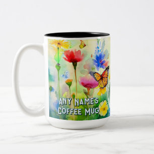Taza Bicolor Eslogan de recuperación personalizado con flores y