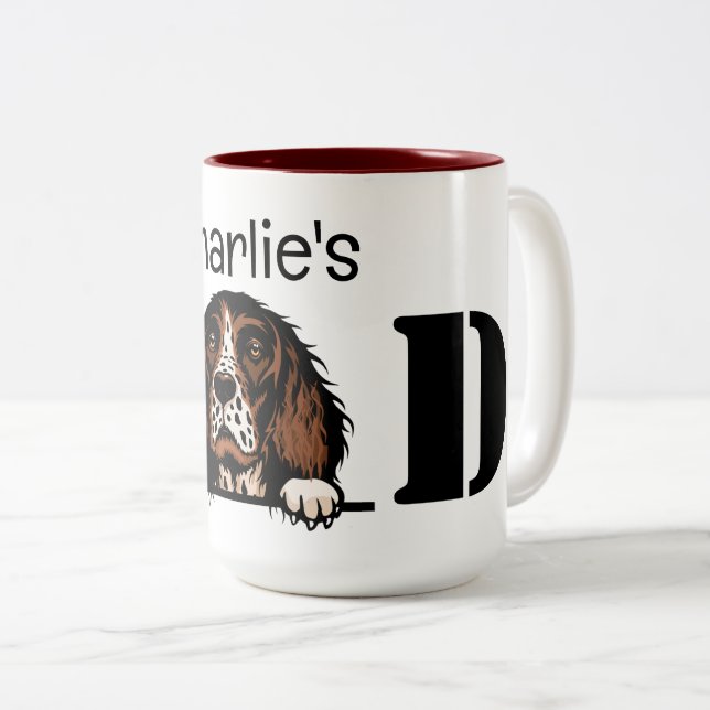 Taza Bicolor Español Springer inglés Personalizado Dad Mug (Anverso derecho)