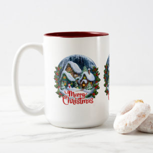 Taza Bicolor Espectacular Globe de nieve de la villa invernal