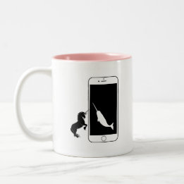 Taza Bicolor Espejo de teléfono inteligente Unicorn Narwhal