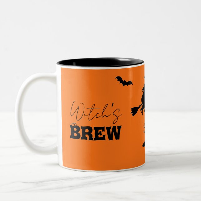 Taza Bicolor Espeluznante casa embrujada y silueta de brujas | (Izquierda)