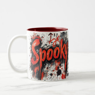 Taza Bicolor Espeluznante goteo Halloween Mug-Red Interior