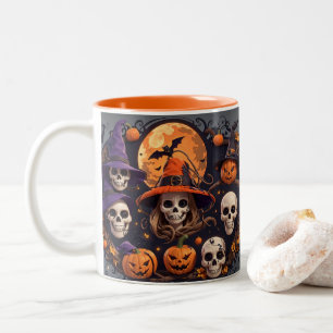 Taza Bicolor Espeluznante Halloween Boo Bat Calabaza Espiga Bru