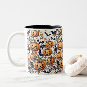 Taza Bicolor Espeluznante patrón de Halloween Seamless