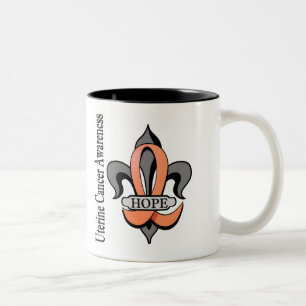 Taza Bicolor Esperanza uterina del cáncer de la flor de lis