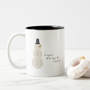 Taza Bicolor espero que la paz ame. Navidades Snowman Mugs Cups