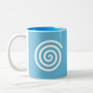 Taza Bicolor Espiral blanca sobre turquesa