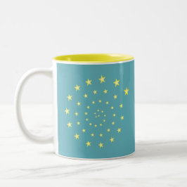 Taza Bicolor Espiral de estrellas elegantes en Verde azulado y