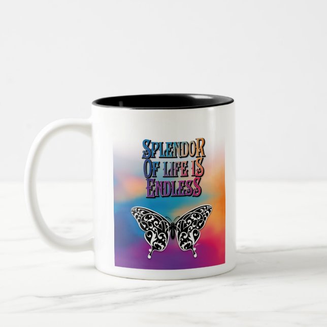 Taza Bicolor Esplendor de la vida con mariposa (Izquierda)