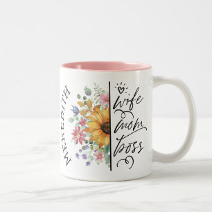Taza Bicolor Esposa De Sunflower Mamá Boss Mug De Dos Tonos