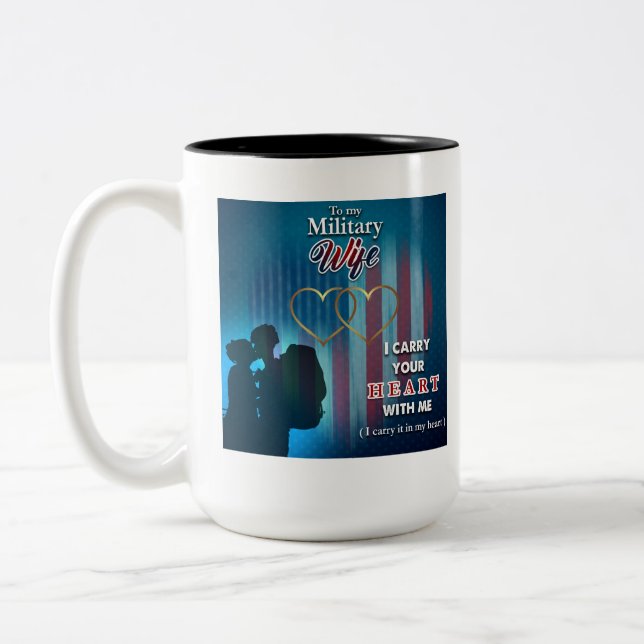 Taza Bicolor Esposa militar café Mug (Izquierda)