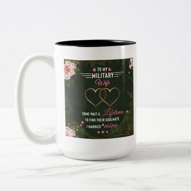 Taza Bicolor Esposa militar café Mug (Izquierda)