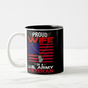 Taza Bicolor Esposa Orgullosa De Un Veterano Del Ejército Estad