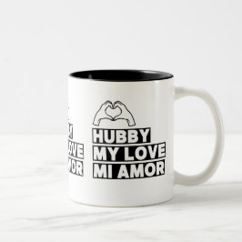 Taza Bicolor Esposo Luna de Miel Moderna Blanco Script Negro