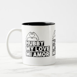 Taza Bicolor Esposo Luna de Miel Moderna Blanco Script Negro