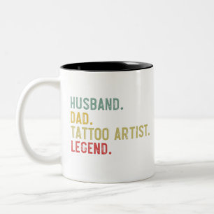 Taza Bicolor Esposo Papá Artista de Tatuajes Leyenda Hombres Vi