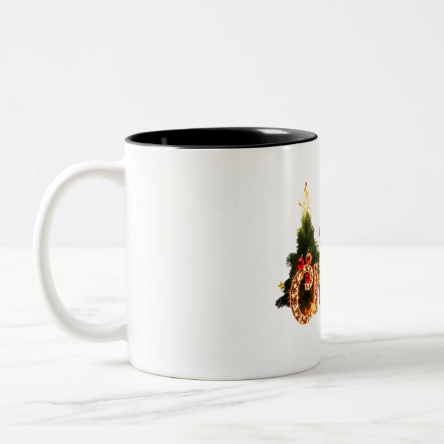 Taza Bicolor Espuma de Navidades dorados - Árbol festivo (Izquierda)