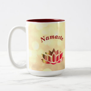 Taza Bicolor Espuma roja y dorada Namaste Lotus Flower