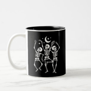 Taza Bicolor Esqueleto Bailando Feliz Halloween Otoño Calavera