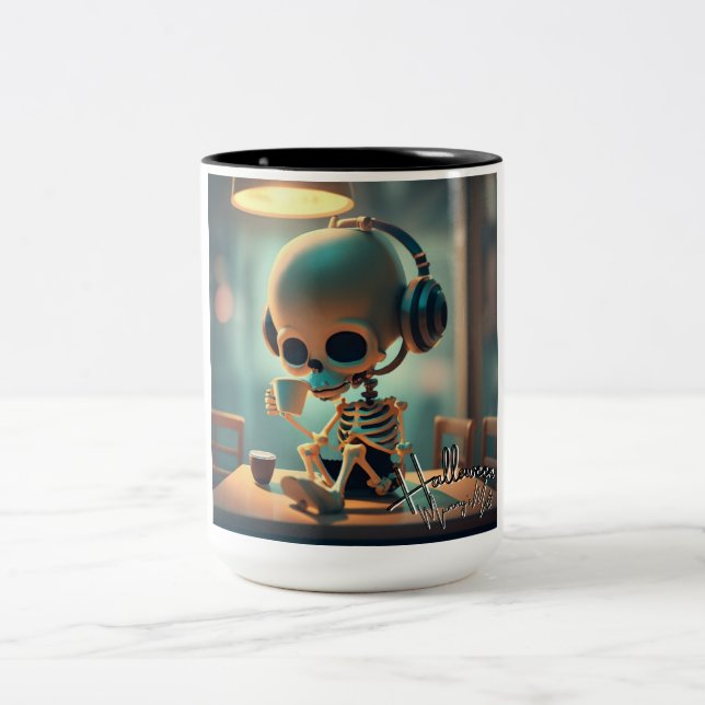 Taza Bicolor Esqueleto de Halloween #3 (Centro)