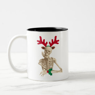 Taza Bicolor esqueleto de reno de los navidades