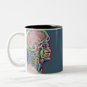 Taza Bicolor Esqueleto humano Skull Resumen Anatomía arte origi