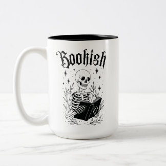Taza Bicolor Esqueleto libresco lectura de Halloween gótico