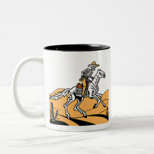 Taza Bicolor Esqueleto Vaquero Camiseta Manga Corta Western