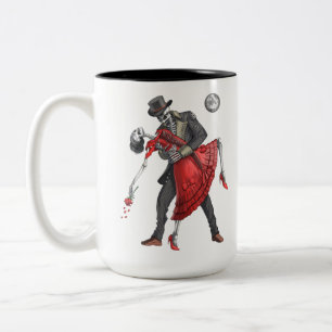 Taza Bicolor Esqueletos góticos bailando