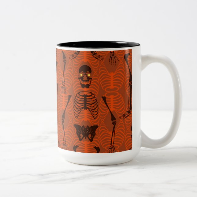 Taza Bicolor Esqueletos negros y Naranjas Mug de Halloween (Derecha)