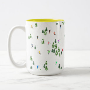 Taza Bicolor Esquí de esquí alpino en invierno