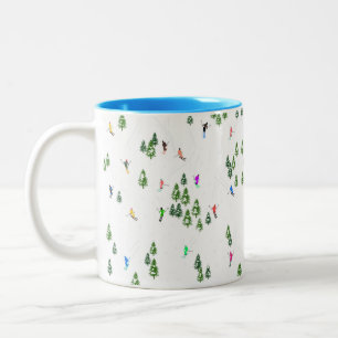 Taza Bicolor Esquí de esquí alpino en invierno