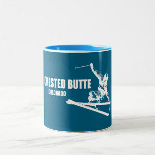 Taza Bicolor Esquiador de Crested Butte Colorado